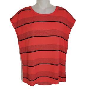 Tommy Hilfiger Blouse Womens Small Red Blue Polka Dot Cap Sleeves Top Stripes